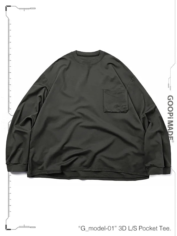 【GOOPiMADE】“G_model-01“ 3D L/S Pocket Tee IRON