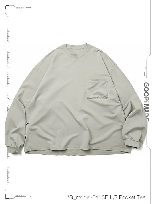 【GOOPiMADE】“G_model-01“ 3D L/S Pocket Tee L-GRAY