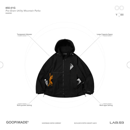 【GOOPiMADE】“8SE-01G“ Pro-Gram Utility Mountain Parka jacket -SHADOW-