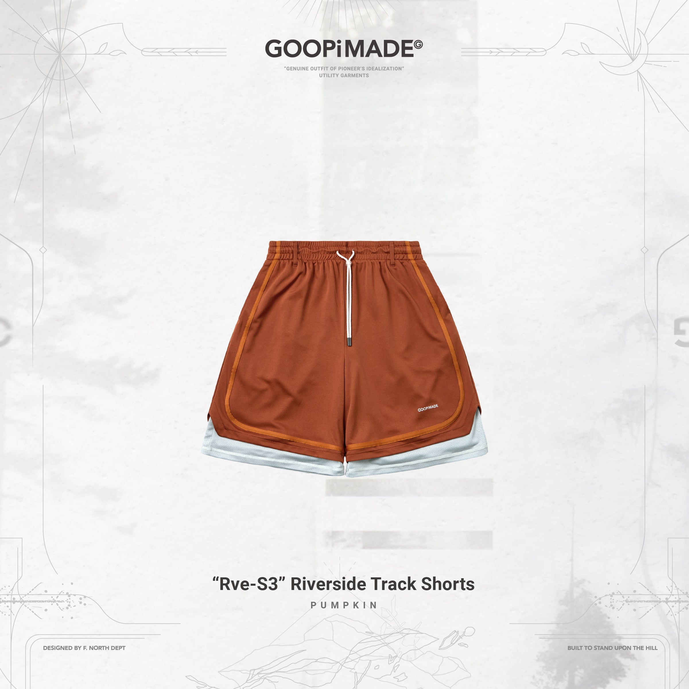 GOOPiMADE “Rve-S3“ Riverside Track Shorts – narrative outdoor supply