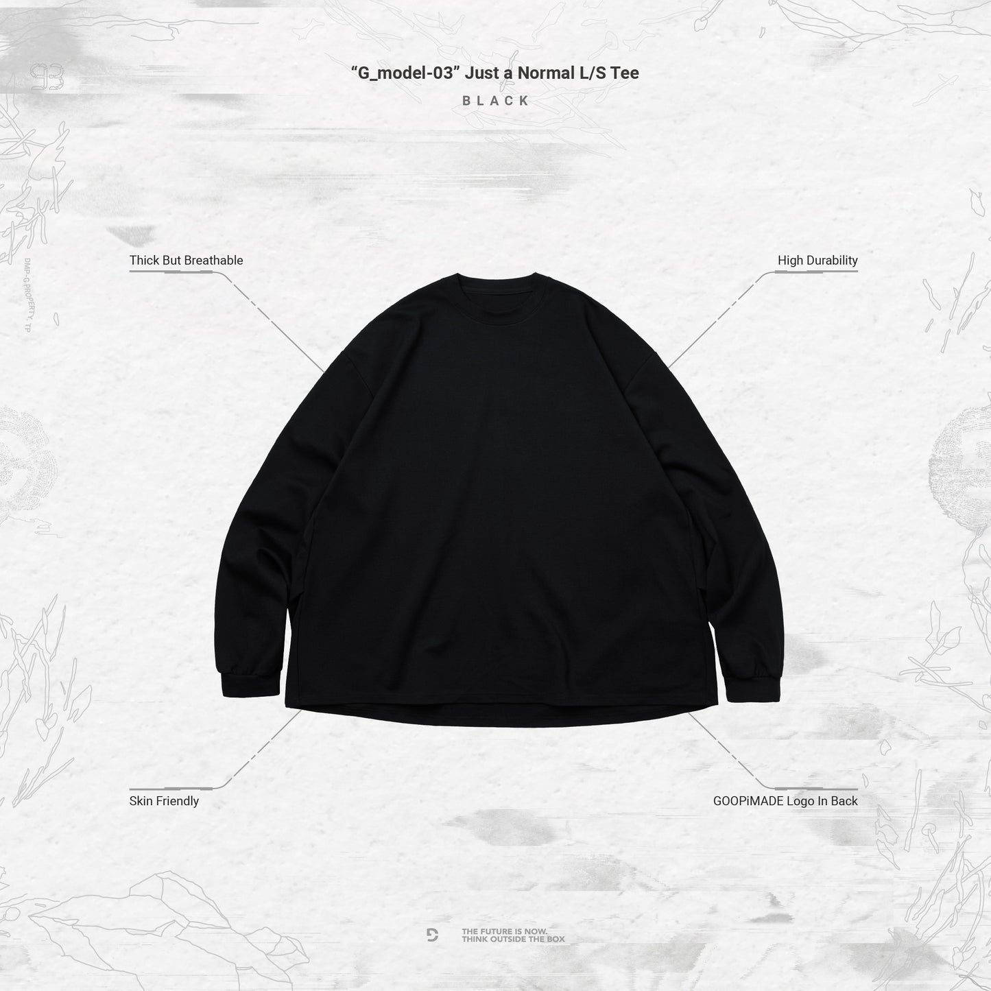 【GOOPiMADE】“G_model-03“ Just a Normal L/S Tee Black