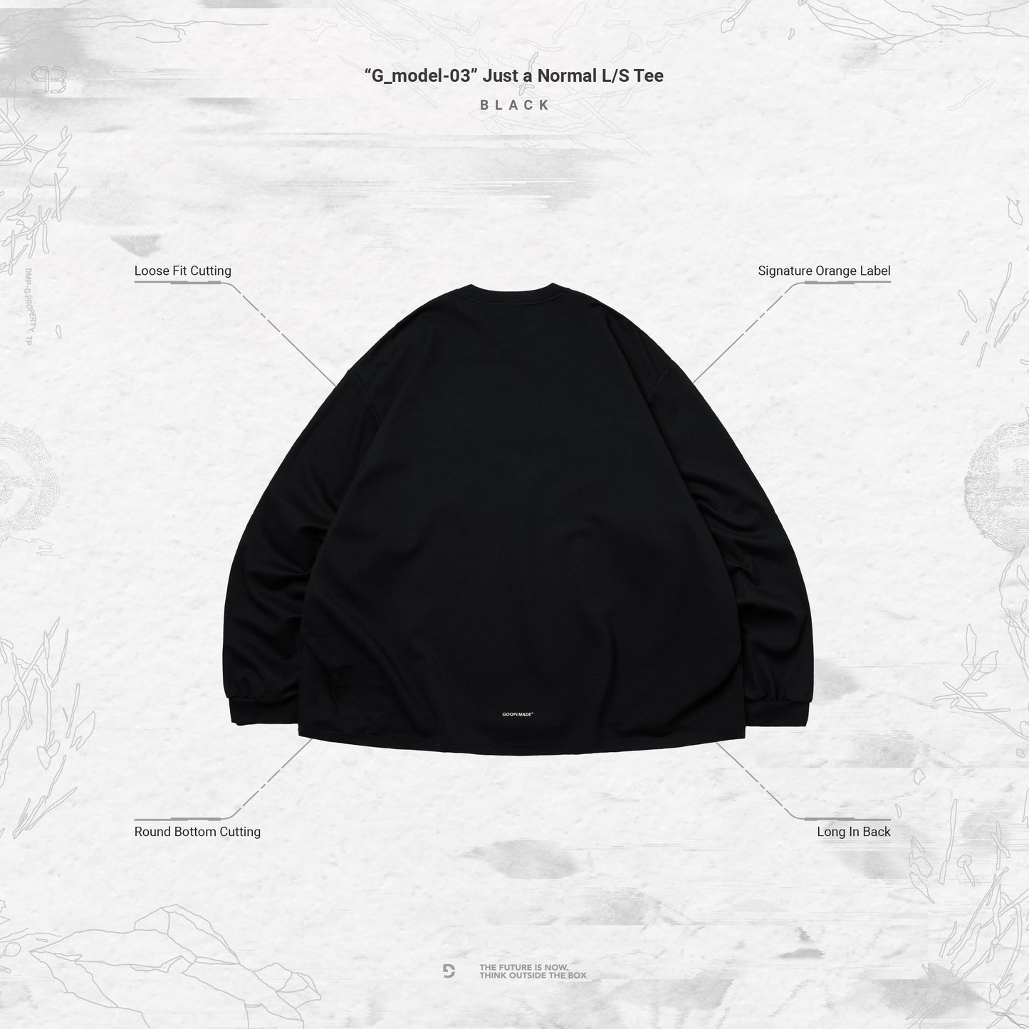 【GOOPiMADE】“G_model-03“ Just a Normal L/S Tee Black
