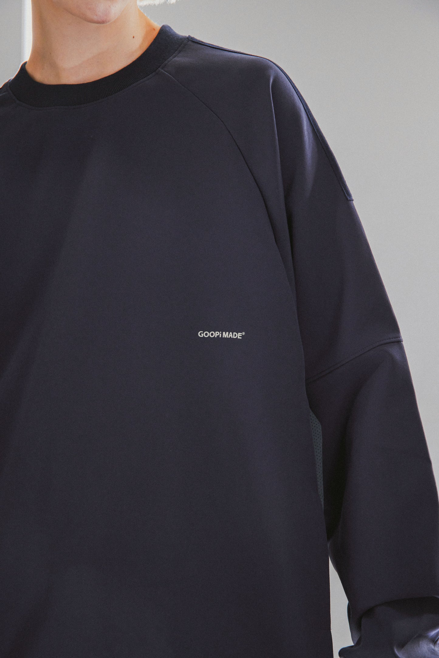 【GOOPiMADE x master-piece 】“MEquip-L1” Torqued 3D Cable LS Crewneck MARINE