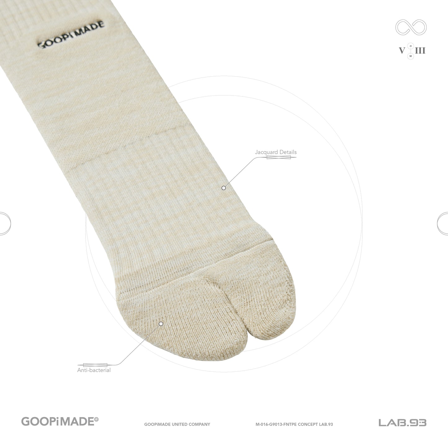 【GOOPiMADE】"GSP-01" GOOPiMADE Logo Tabi Socks Cream