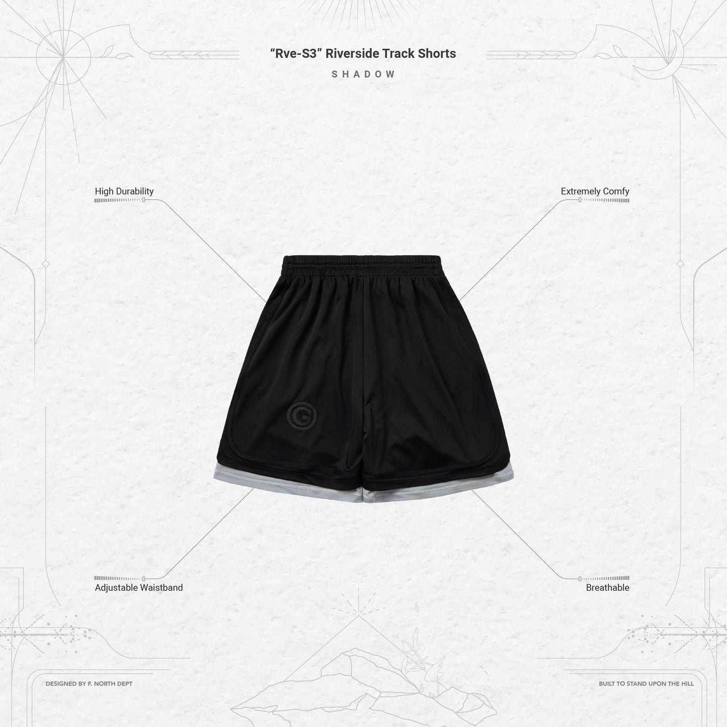 【GOOPiMADE】“Rve-S3 “ Riverside Track Shorts SHADOW