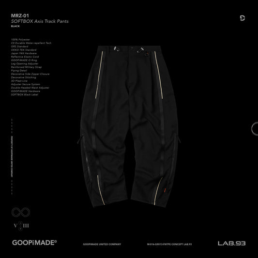 【GOOPiMADE】“MRZ-01” SOFTBOX Axis Track Pants Black