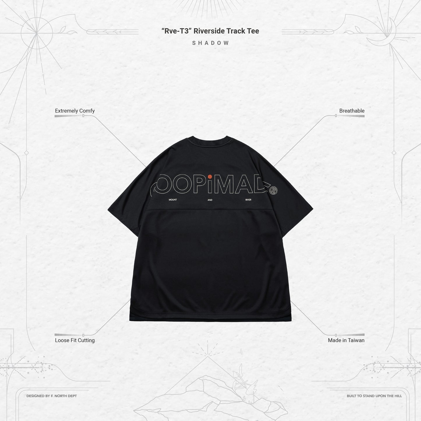 【GOOPiMADE】“Rve-T3 “ Riverside Track Tee SHADOW