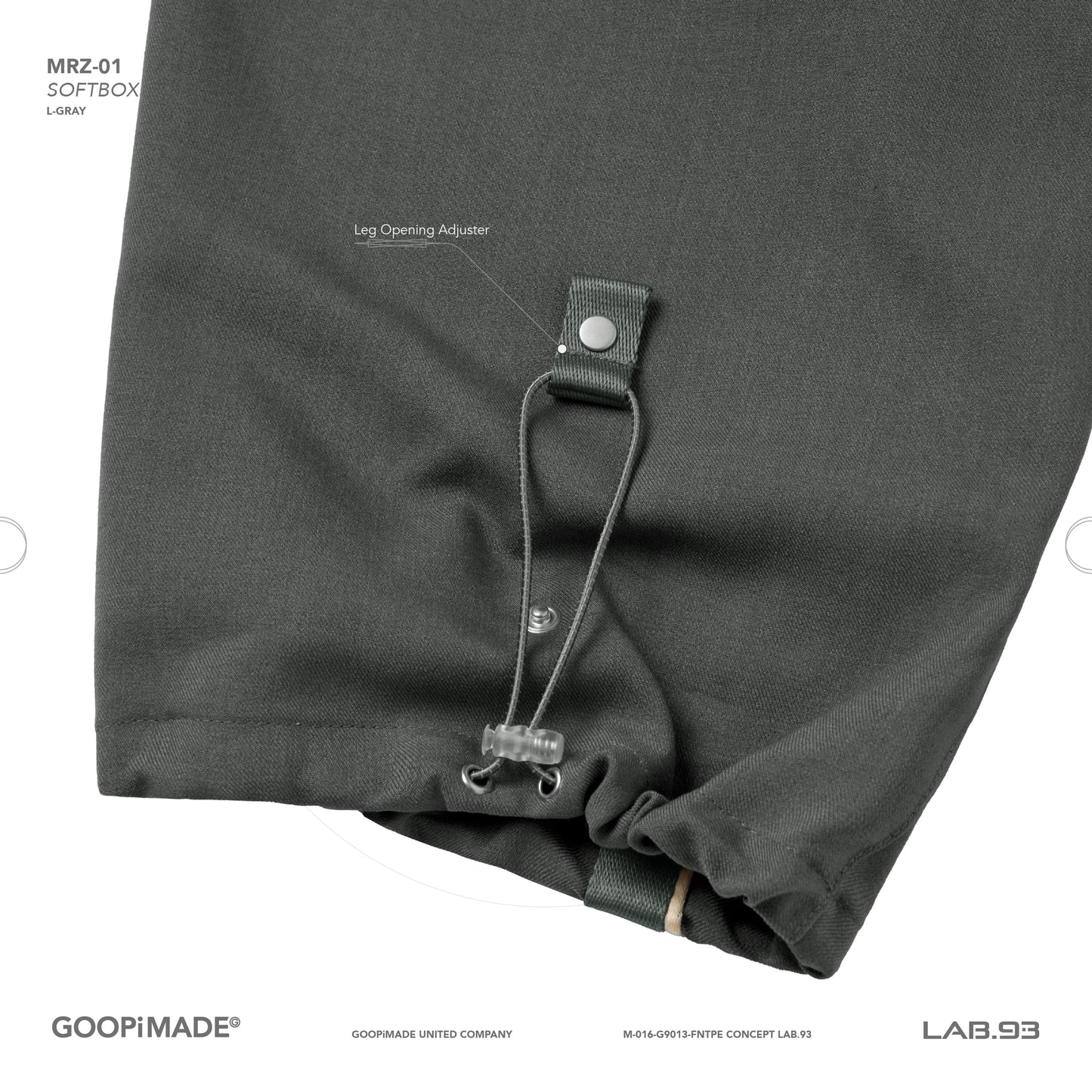 【GOOPiMADE】“MRZ-01” SOFTBOX Axis Track Pants L-Gray