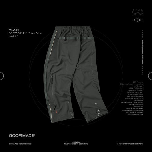 【GOOPiMADE】“MRZ-01” SOFTBOX Axis Track Pants L-Gray