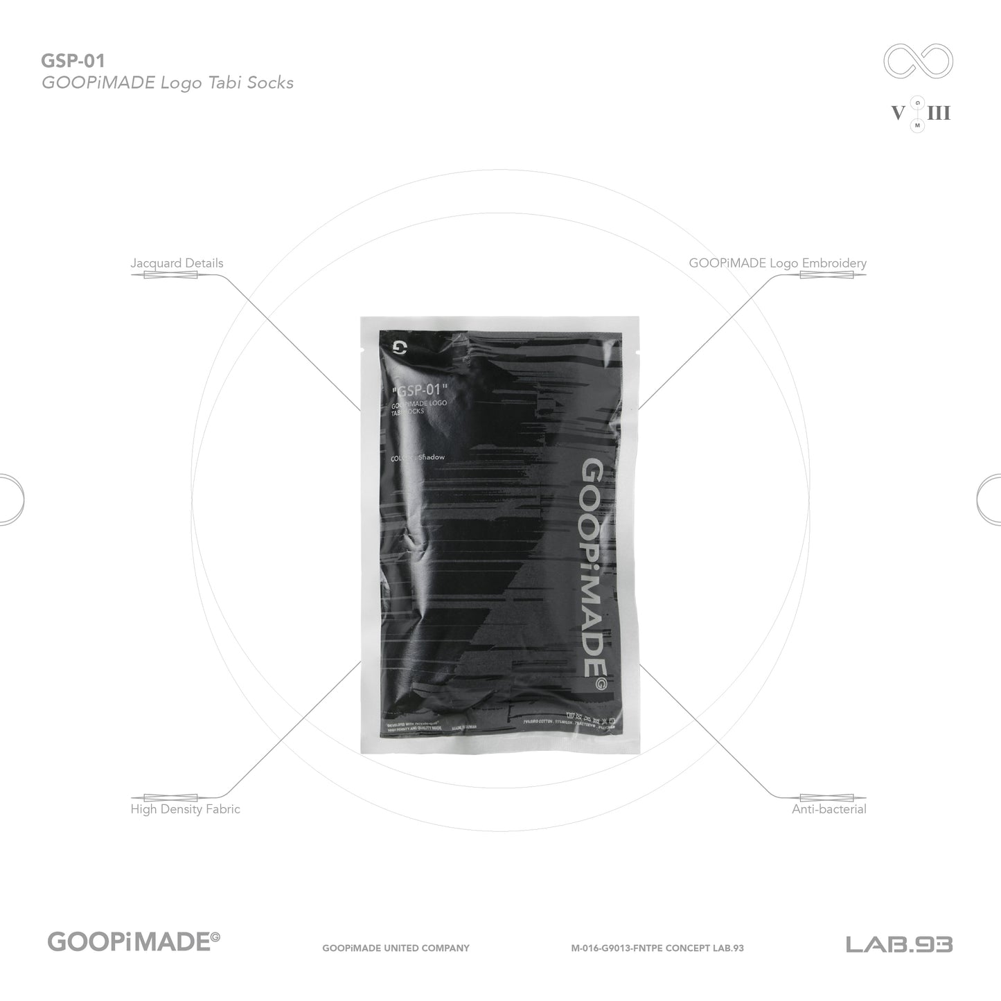 【GOOPiMADE】"GSP-01" GOOPiMADE Logo Tabi Socks Shadow