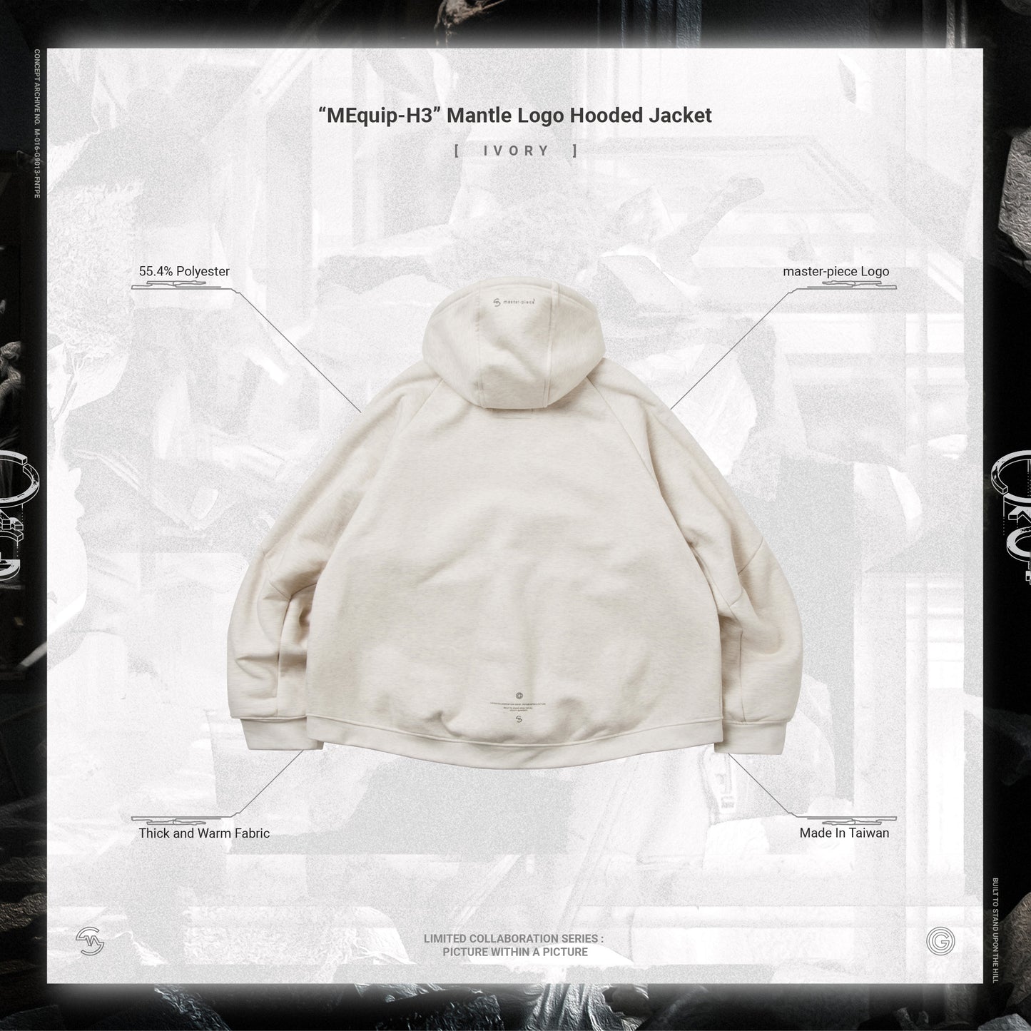 【GOOPiMADE x master-piece 】 “MEquip-H3“ Mantle Logo Hooded Sweat Jacket IVORY