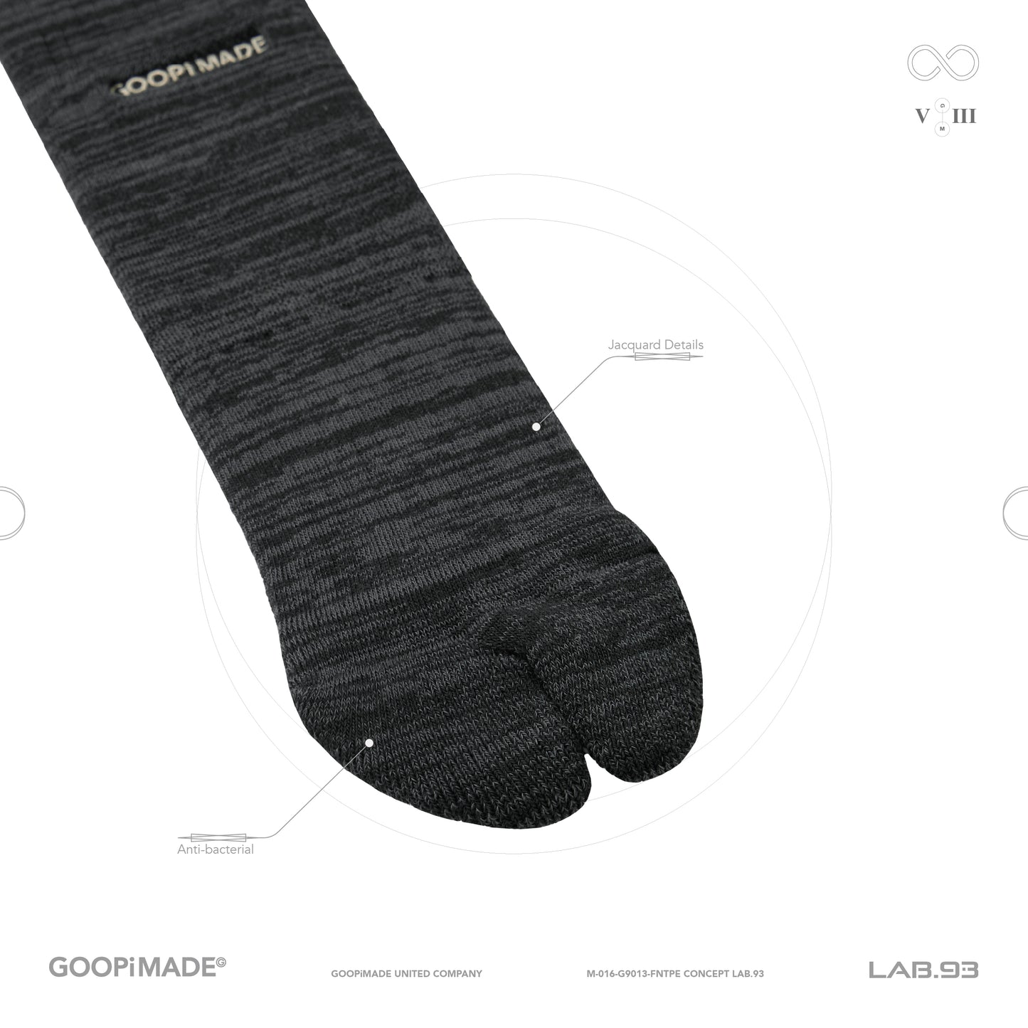 【GOOPiMADE】"GSP-01" GOOPiMADE Logo Tabi Socks Shadow