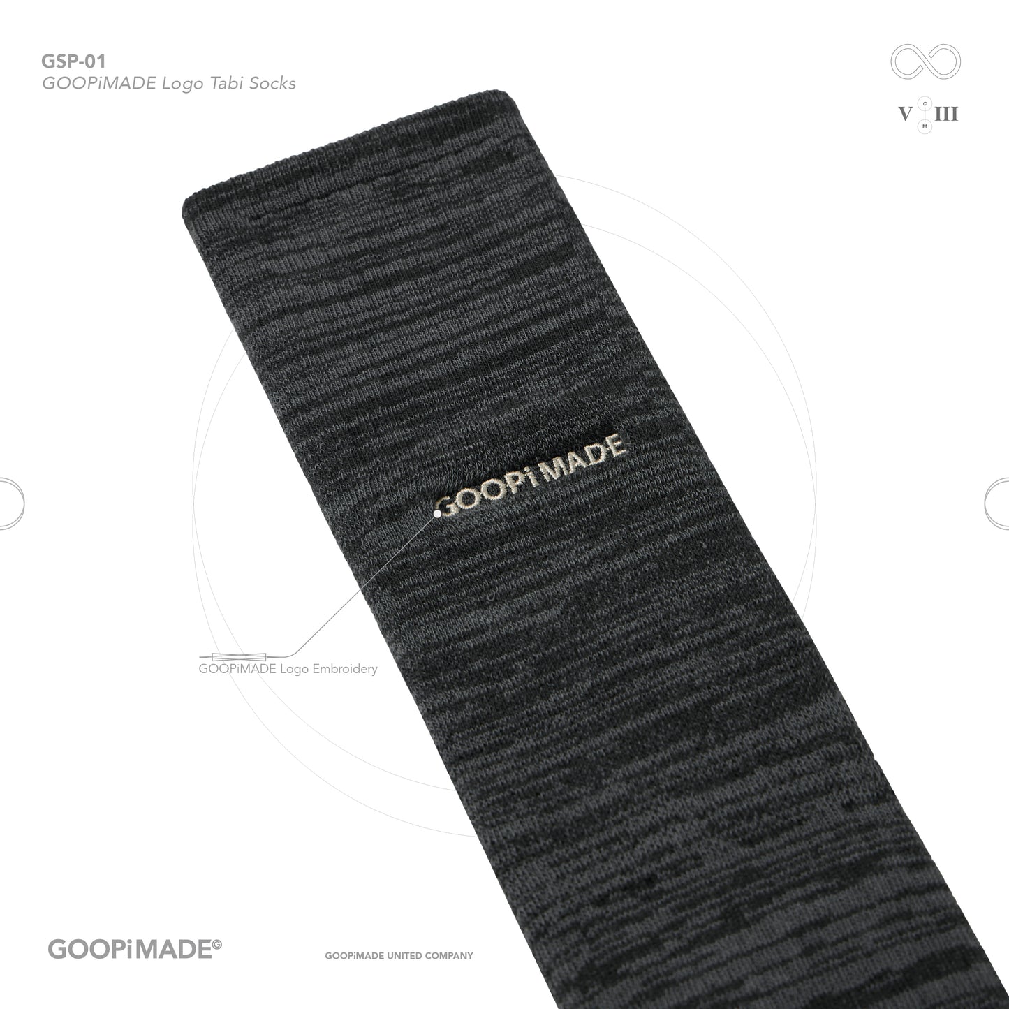 【GOOPiMADE】"GSP-01" GOOPiMADE Logo Tabi Socks Shadow