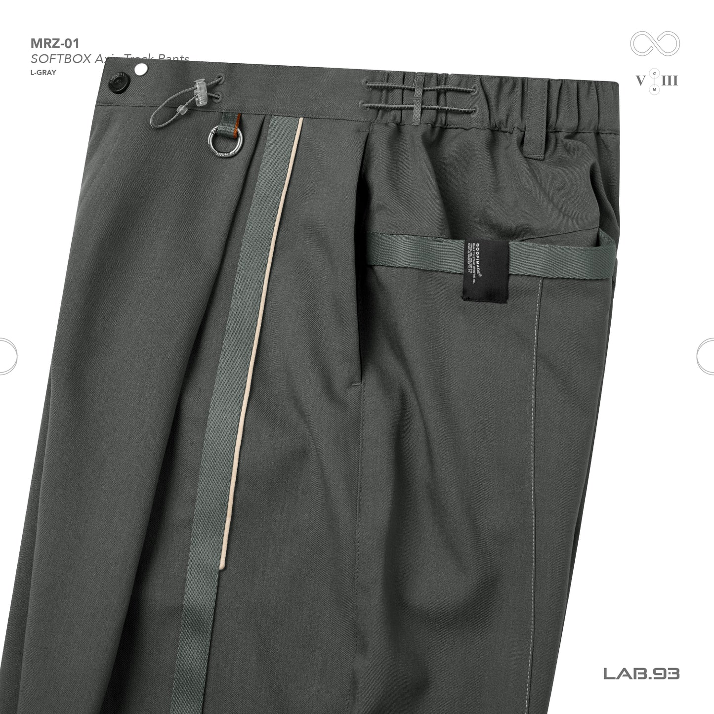 【GOOPiMADE】“MRZ-01” SOFTBOX Axis Track Pants L-Gray