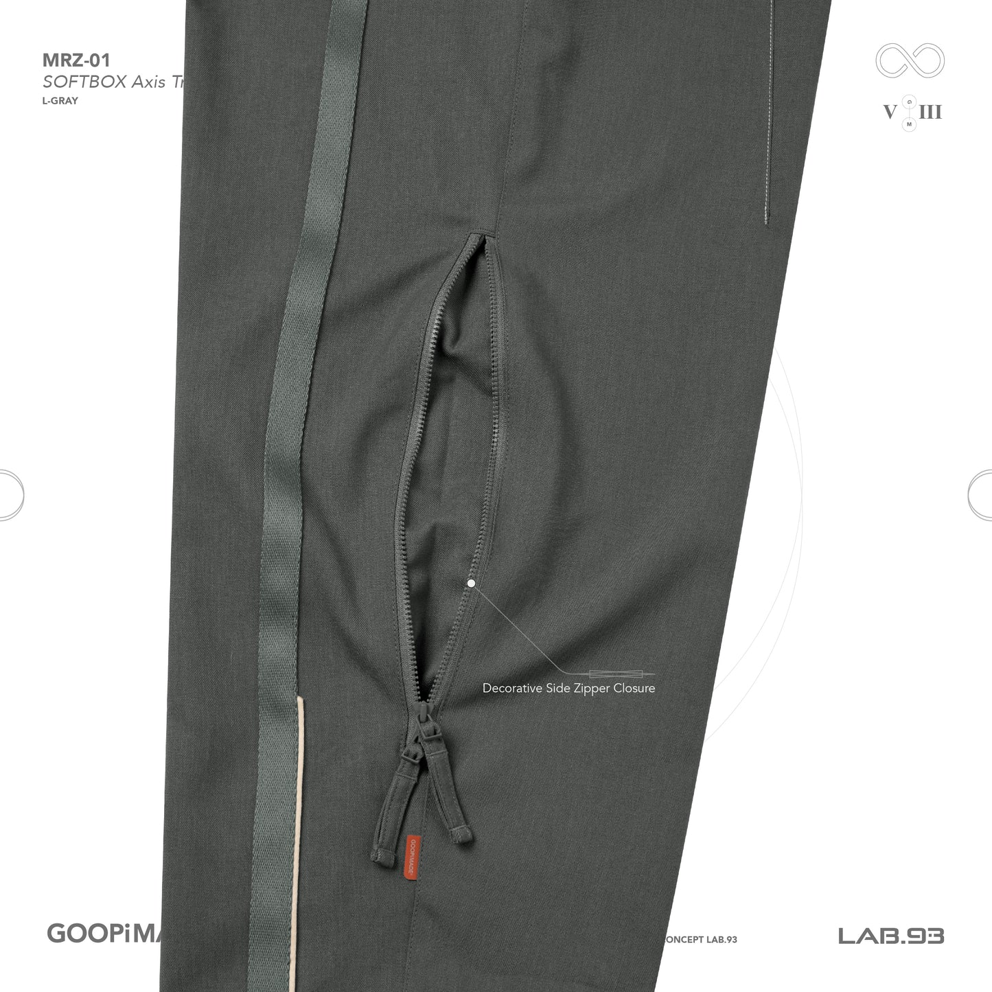 【GOOPiMADE】“MRZ-01” SOFTBOX Axis Track Pants L-Gray