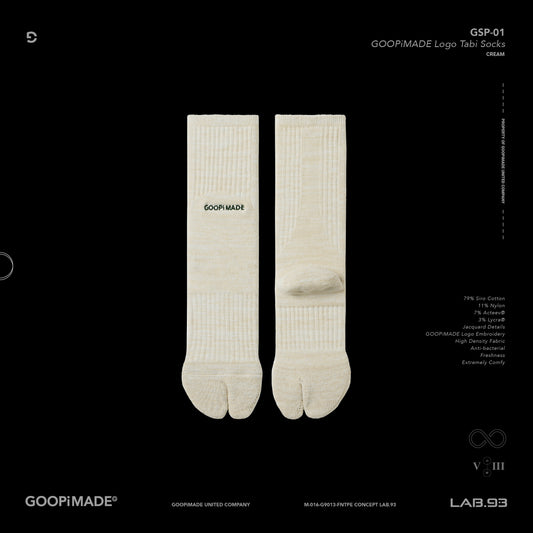 【GOOPiMADE】"GSP-01" GOOPiMADE Logo Tabi Socks Cream