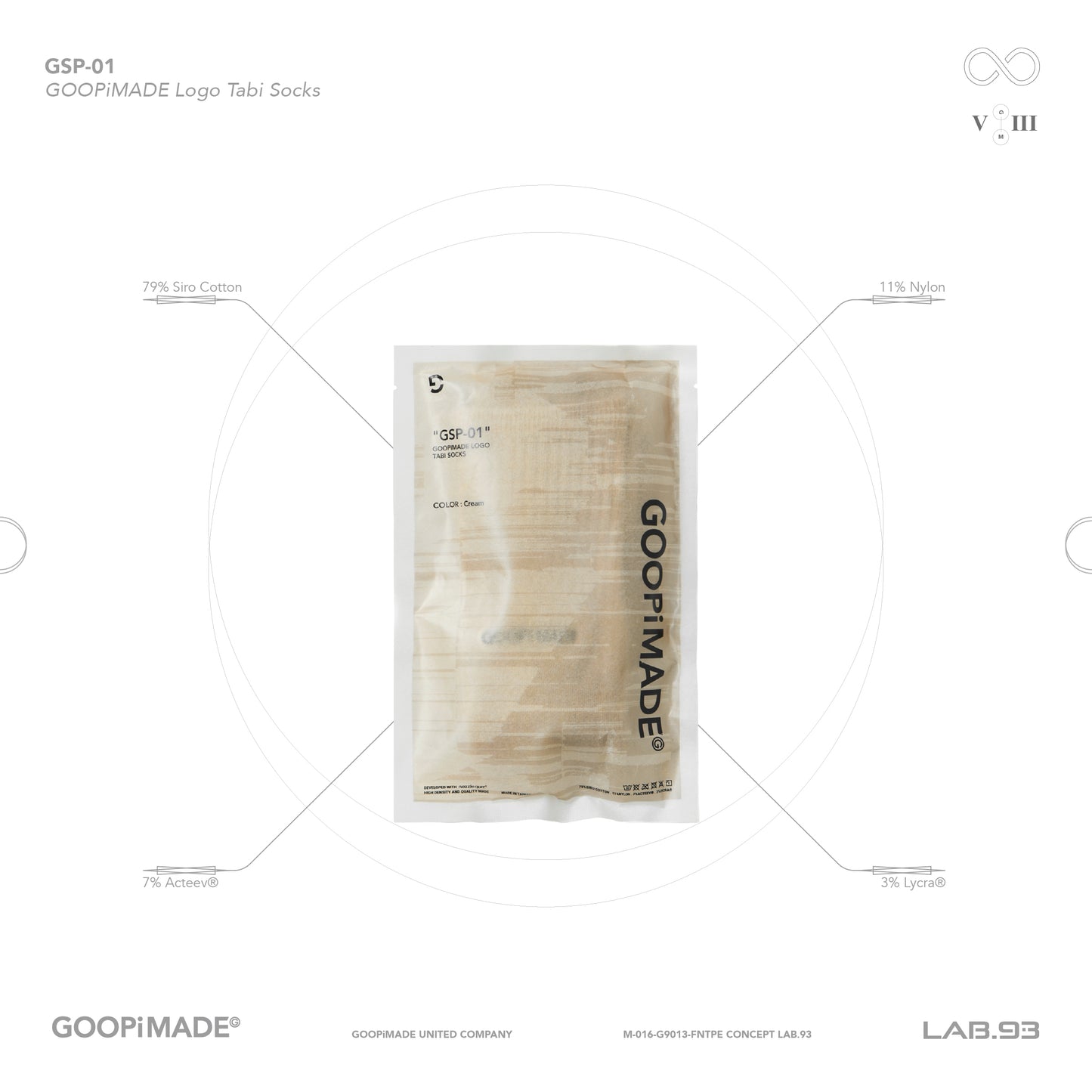 【GOOPiMADE】"GSP-01" GOOPiMADE Logo Tabi Socks Cream