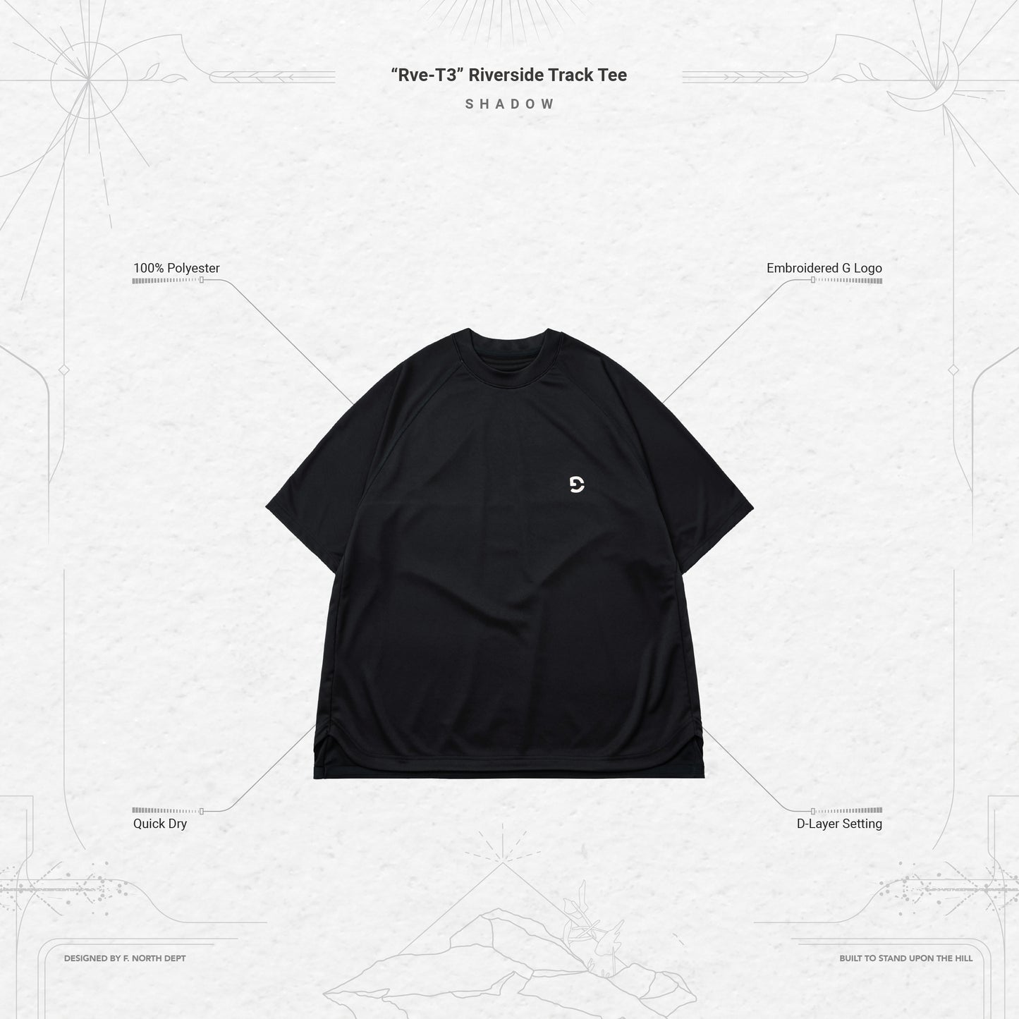 【GOOPiMADE】“Rve-T3 “ Riverside Track Tee SHADOW