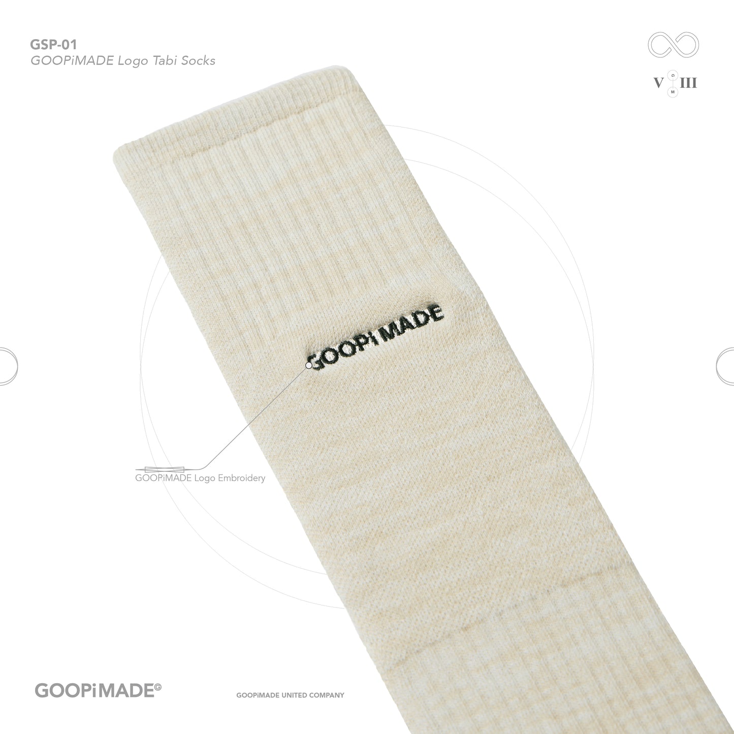 【GOOPiMADE】"GSP-01" GOOPiMADE Logo Tabi Socks Cream