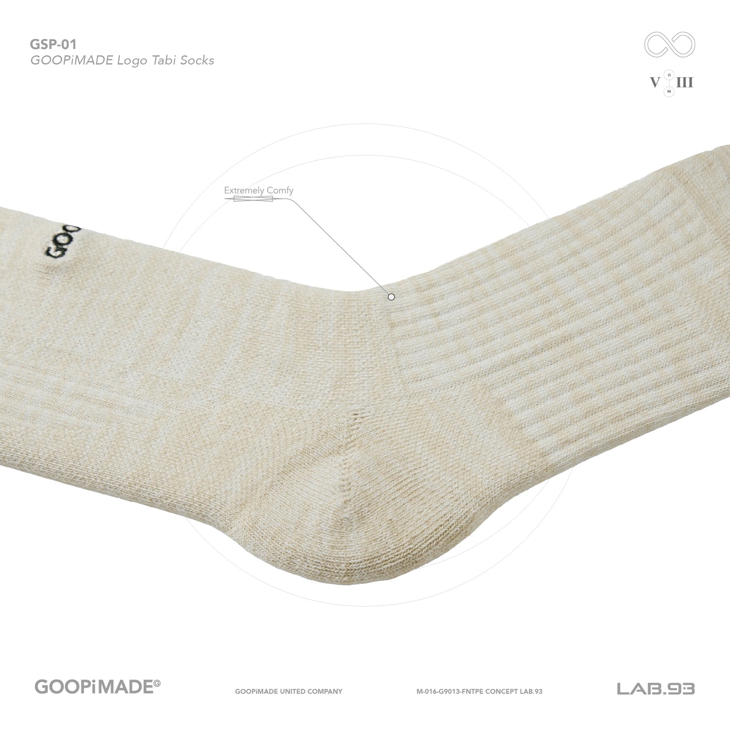 【GOOPiMADE】"GSP-01" GOOPiMADE Logo Tabi Socks Cream